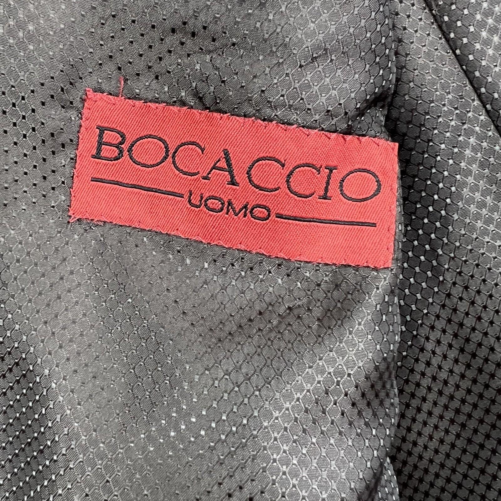 10-5439.jpg Bocaccio Uomo Men Suit 54L Pants 44x31.5 Brown Polyester Viscose Spandex New