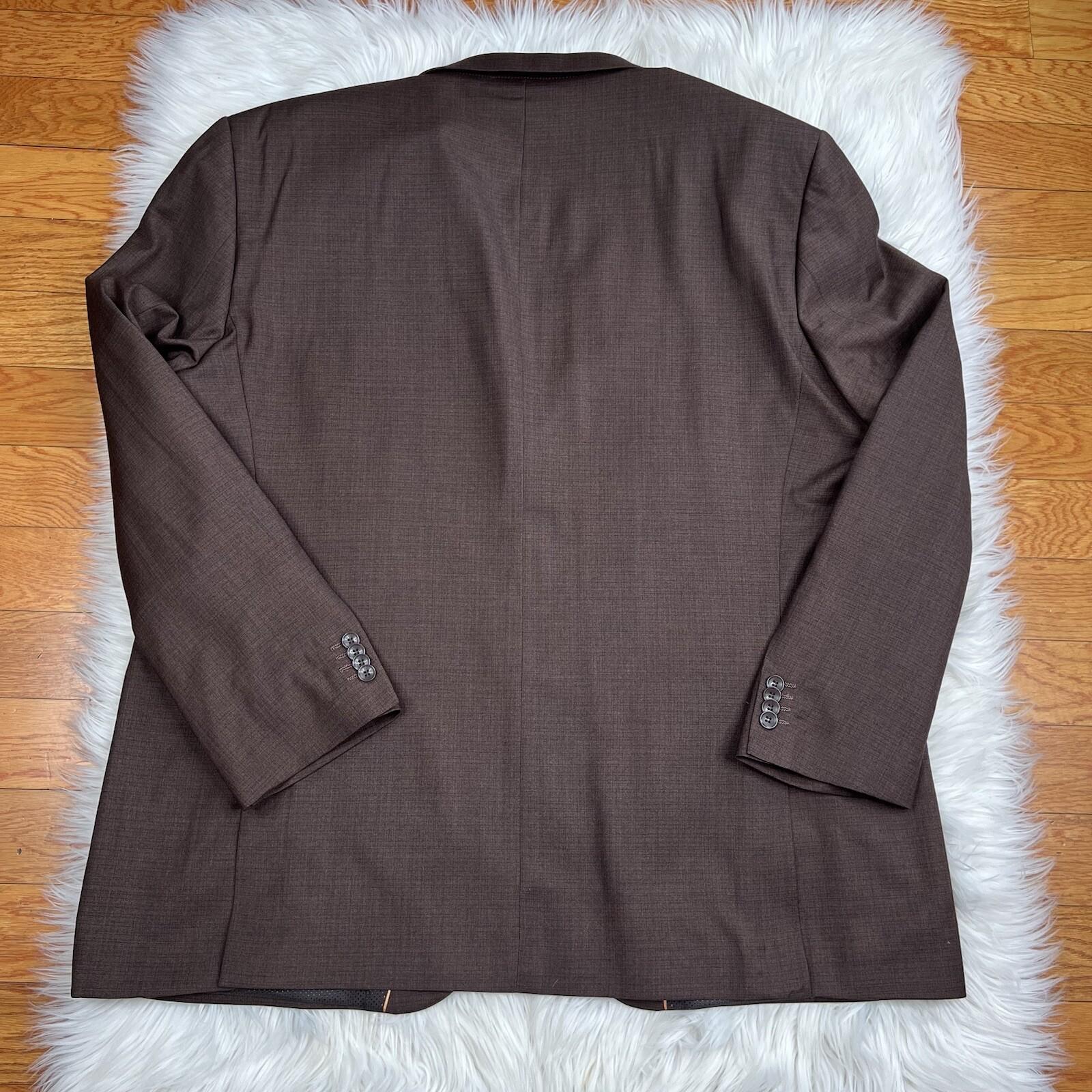 10-5441.jpg Bocaccio Uomo Men Suit 54L Pants 44x31.5 Brown Polyester Viscose Spandex New