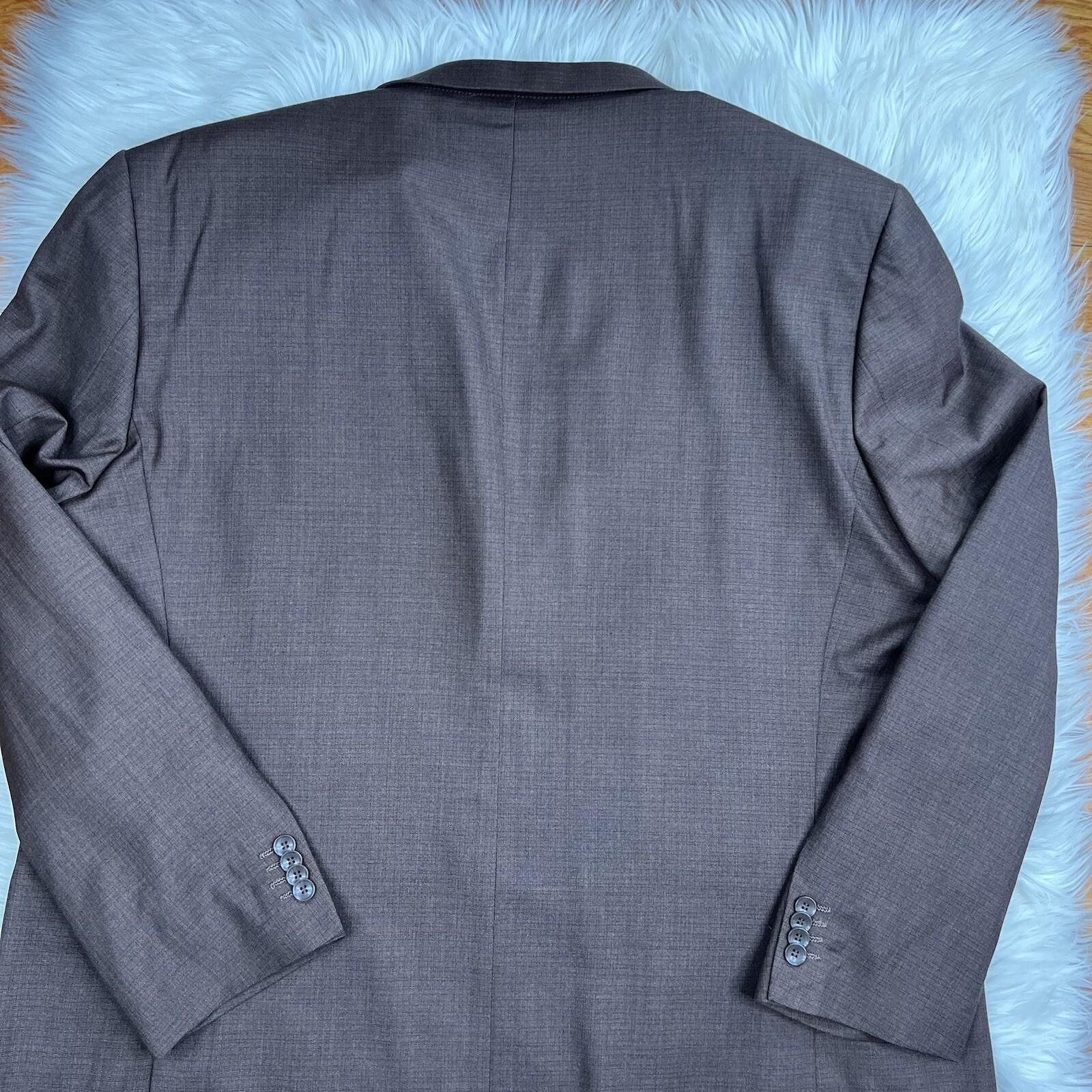 10-5443.jpg Bocaccio Uomo Men Suit 54L Pants 44x31.5 Brown Polyester Viscose Spandex New