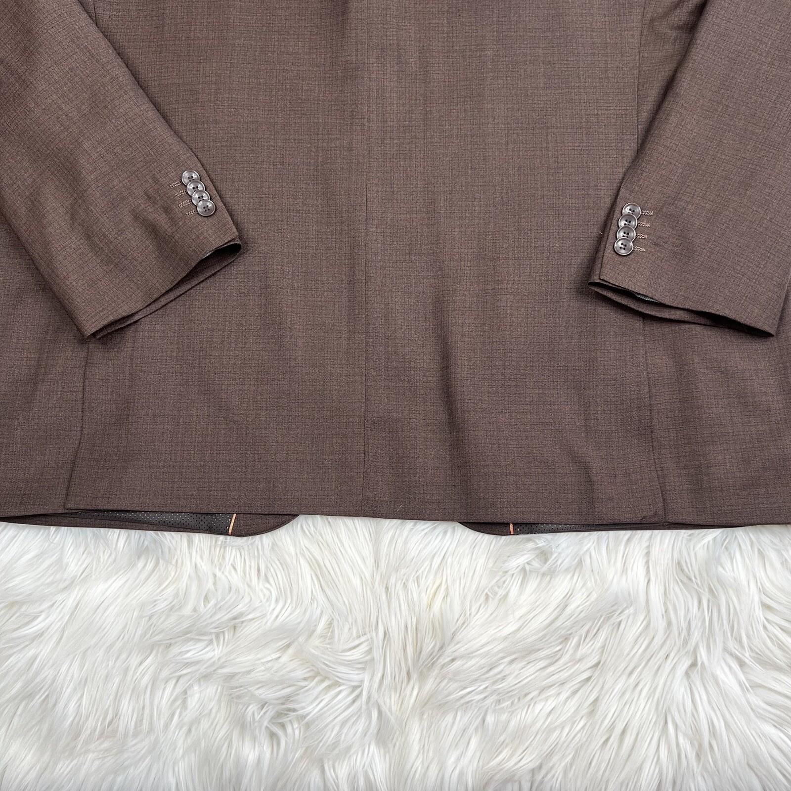 10-5445.jpg Bocaccio Uomo Men Suit 54L Pants 44x31.5 Brown Polyester Viscose Spandex New