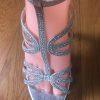 MARC DEFANG Women Beautiful Silver Beaded Evening Sandals Shoes 6.5