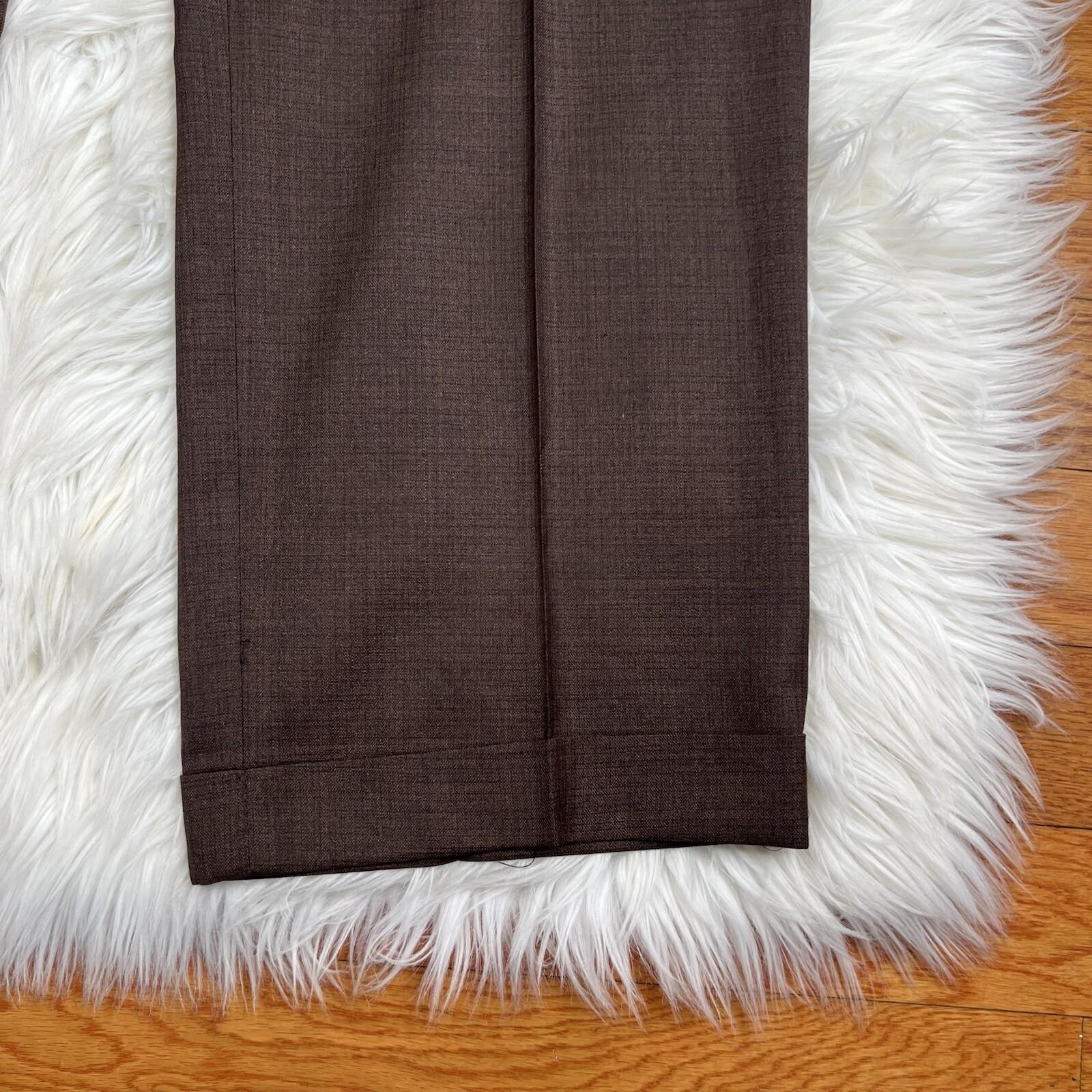 10-5452.jpg Bocaccio Uomo Men Suit 54L Pants 44x31.5 Brown Polyester Viscose Spandex New