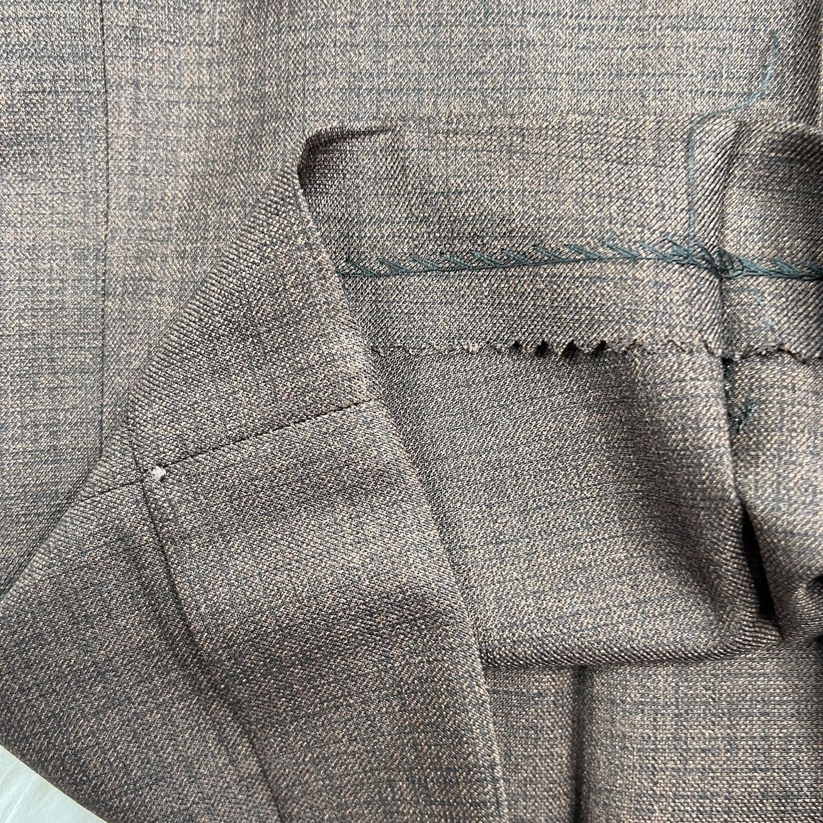 10-5454.jpg Bocaccio Uomo Men Suit 54L Pants 44x31.5 Brown Polyester Viscose Spandex New