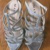 MARC DEFANG Women Beautiful Silver Beaded Evening Sandals Shoes 6.5