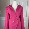 10-5460.jpg Kasper ASL Acetate Skirt Suit Size 12 Pink Collarless Double Breasted Lined 2PC