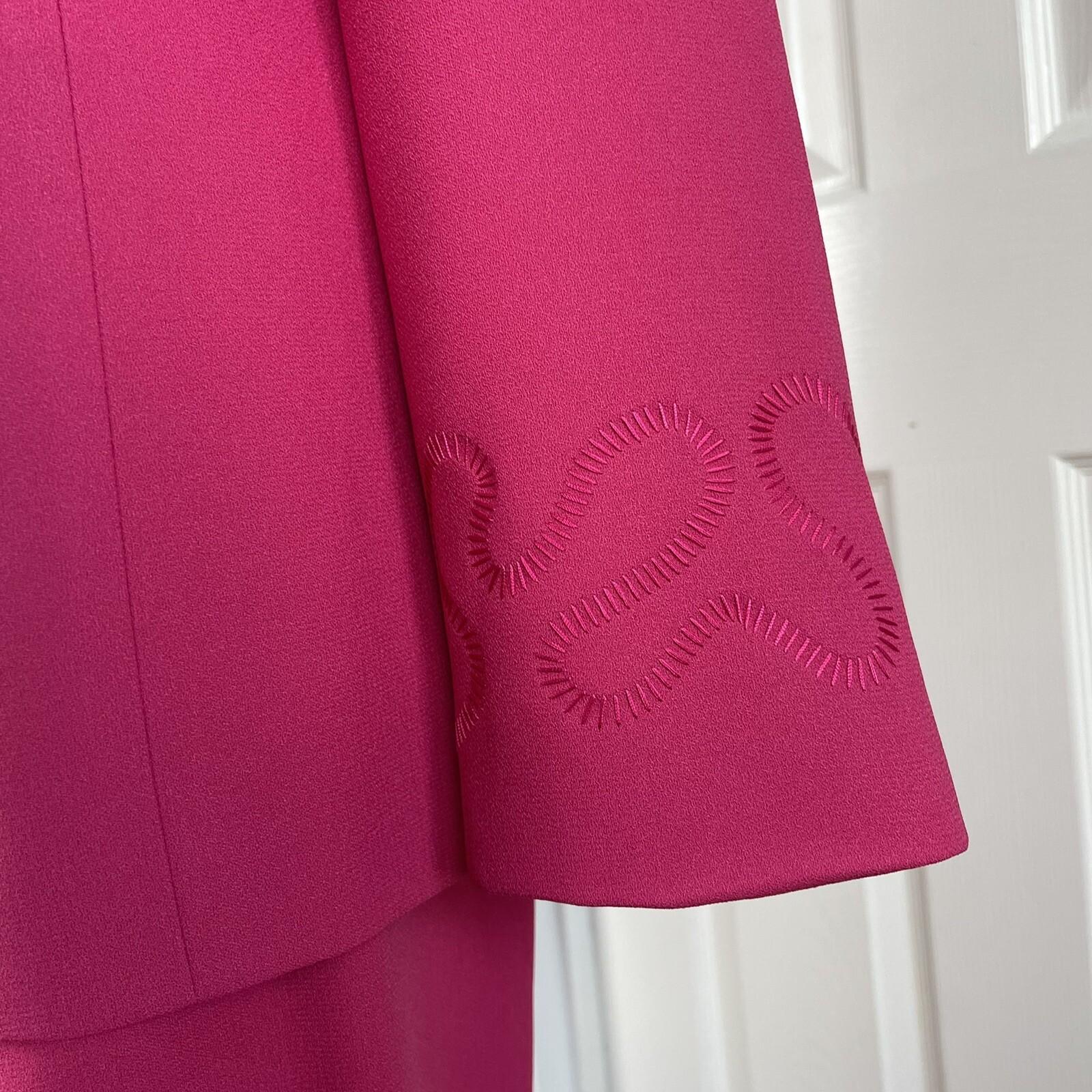 10-5462.jpg Kasper ASL Acetate Skirt Suit Size 12 Pink Collarless Double Breasted Lined 2PC