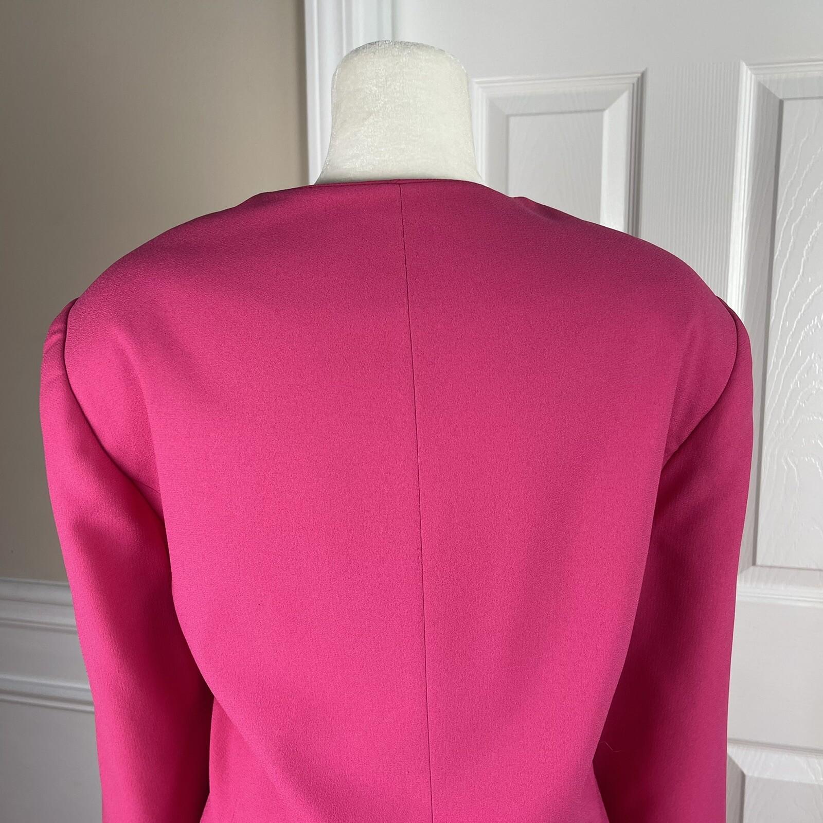 10-5465.jpg Kasper ASL Acetate Skirt Suit Size 12 Pink Collarless Double Breasted Lined 2PC
