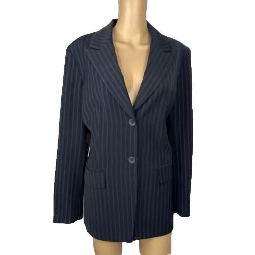 Le Suit Separates Women Polyester Blazer Size 18 Black Striped Career 1PC Lined