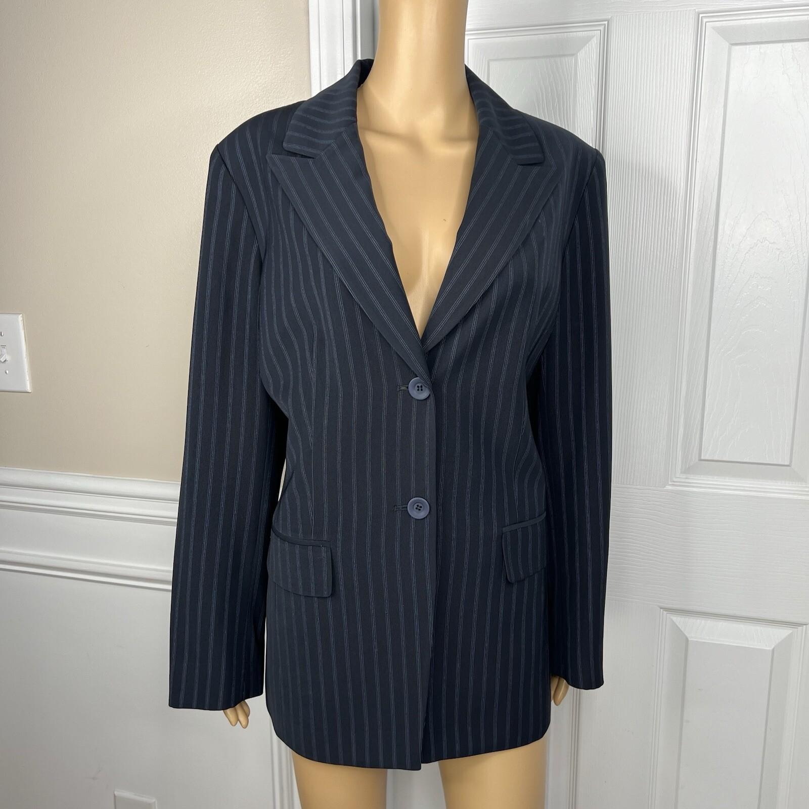 Le Suit Separates Women Polyester Blazer Size 18 Black Striped Career 1PC Lined