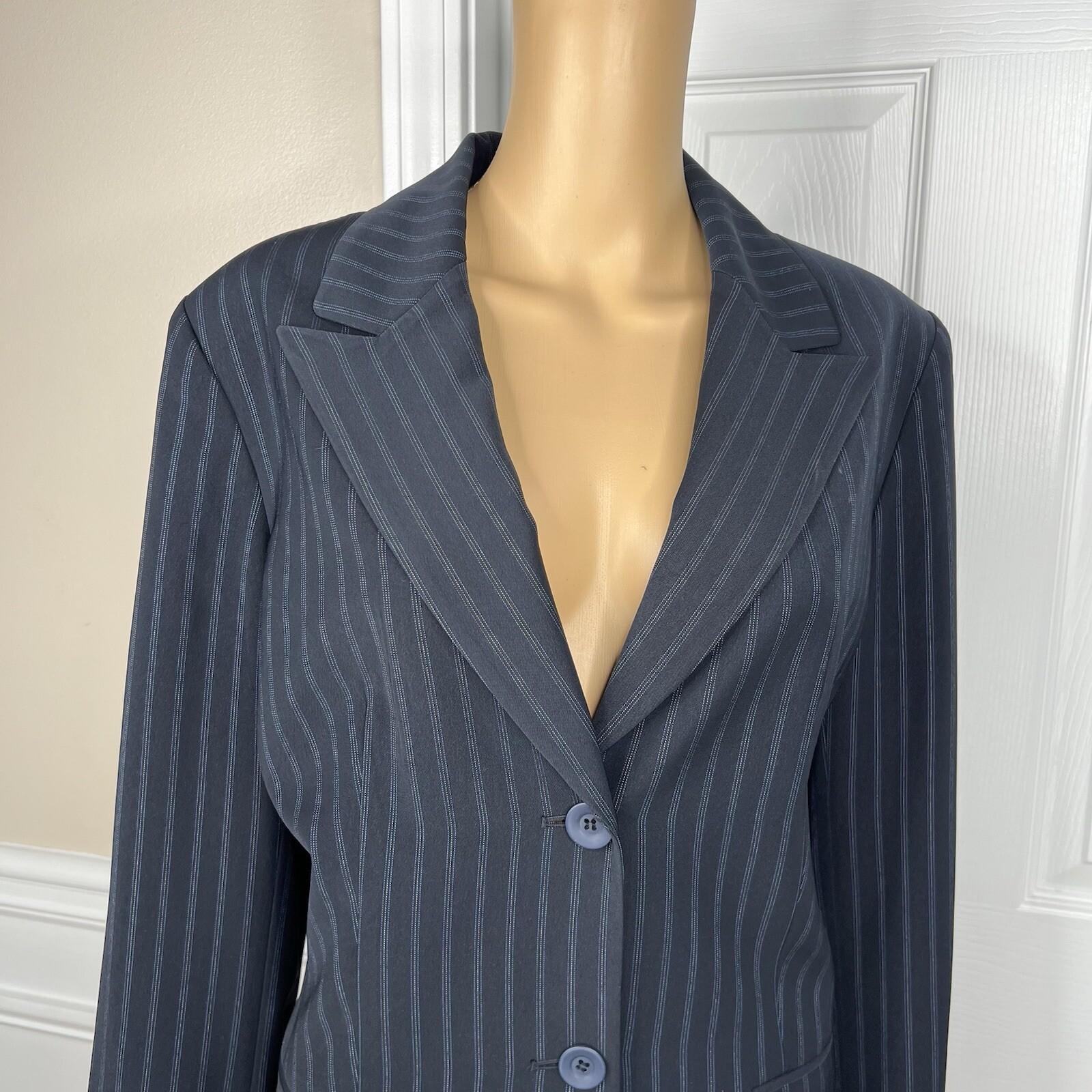 Le Suit Separates Women Polyester Blazer Size 18 Black Striped Career 1PC Lined