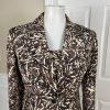 KASPER 2PC Brown Beige Abstract Silk Lined Notch Collar Blazer & Top Size 6
