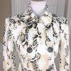 BEBE Double Breasted Animal Print Beige Black Cotton Lined Trench Coat Size S