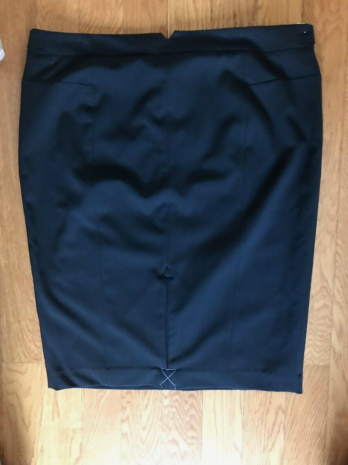 NORMA KAMALI Black Adjustable Waist Stretch Polyester Blend Pencil Skirt Size 16