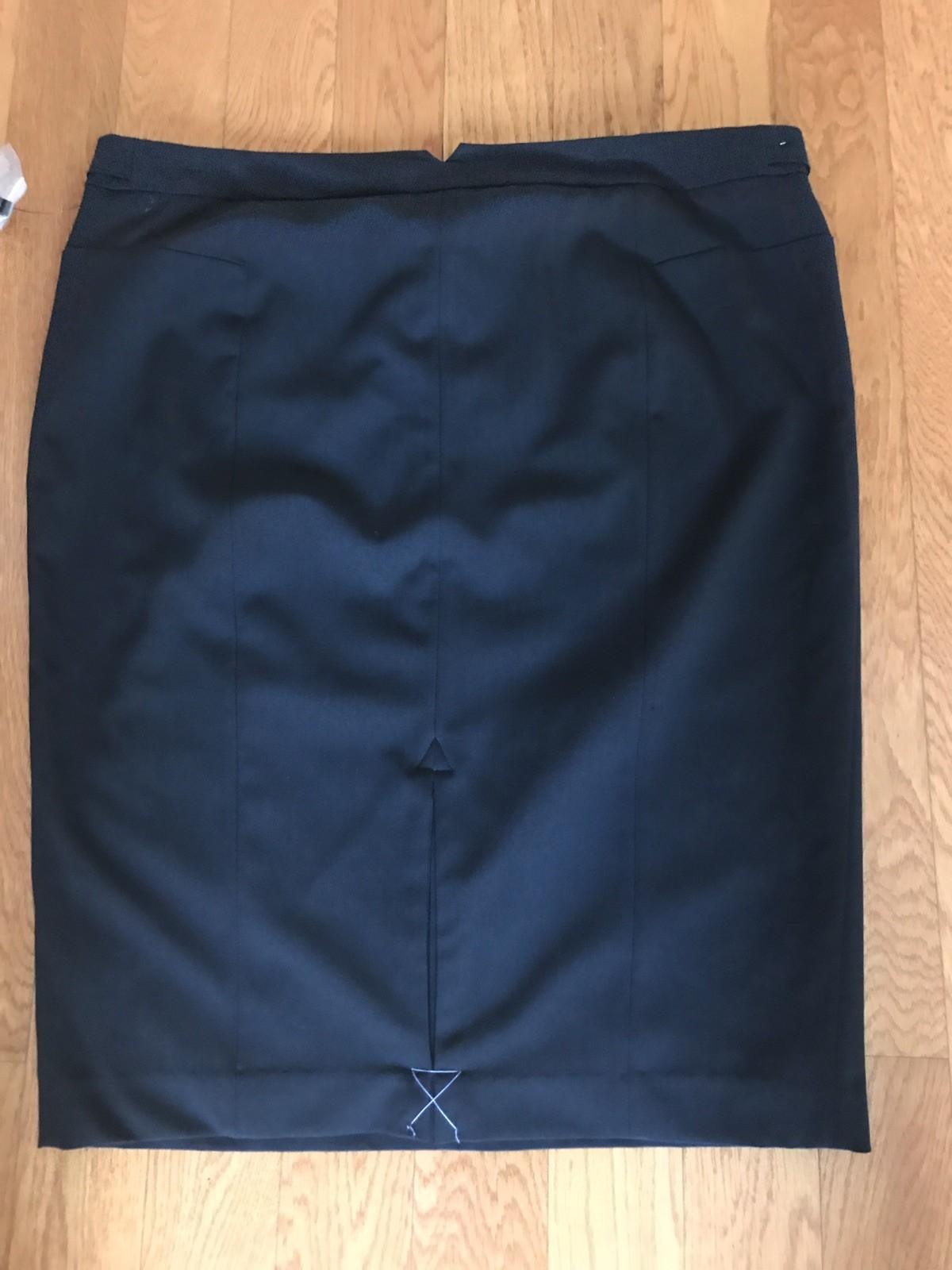 NORMA KAMALI Black Adjustable Waist Stretch Polyester Blend Pencil Skirt Size 16