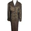 Terramina Polyester Skirt Suit Size 24 Brown Gold Metallic Women 2 Piece