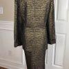 Terramina Polyester Skirt Suit Size 24 Brown Gold Metallic Women 2 Piece