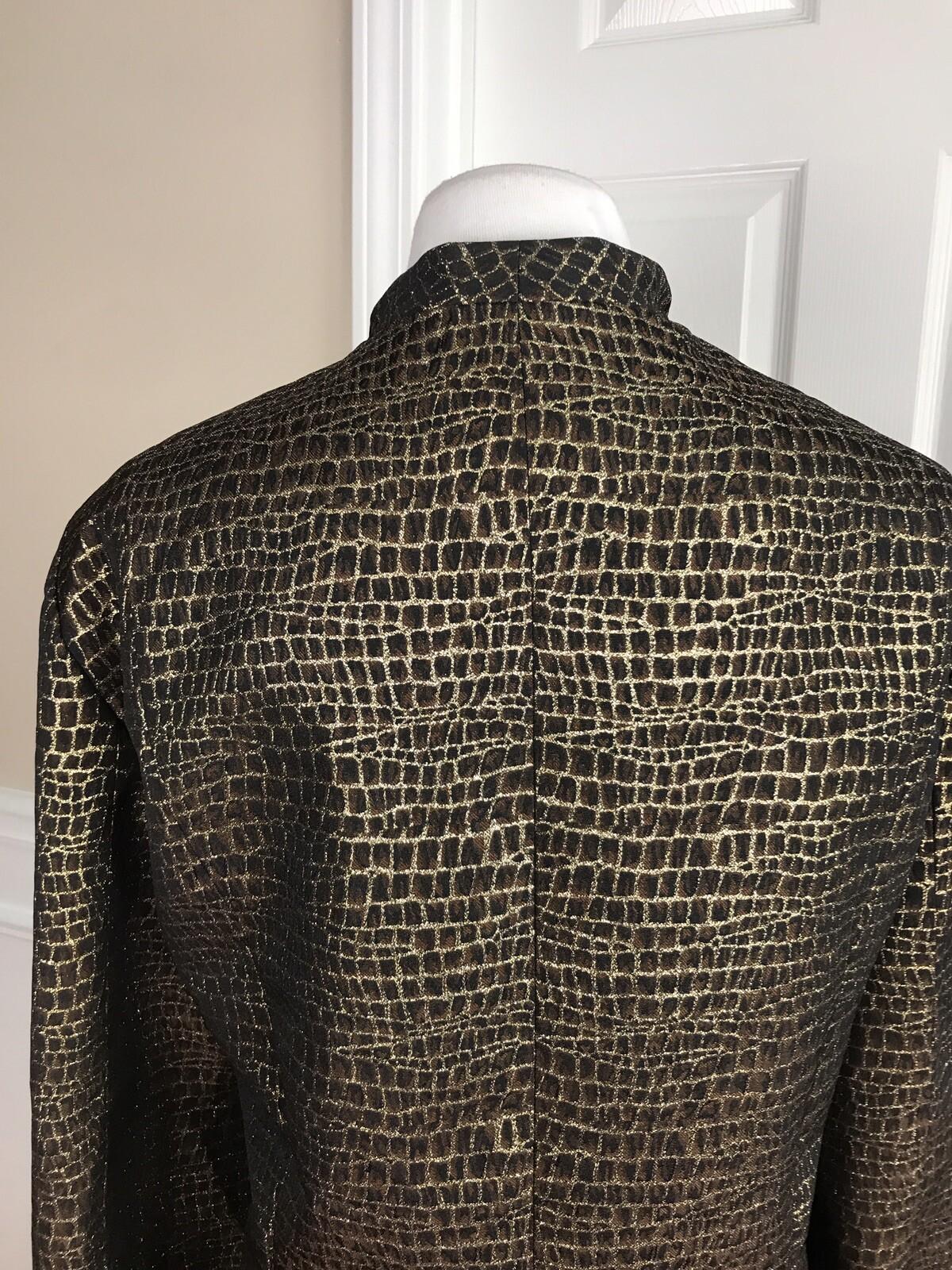 Terramina Polyester Skirt Suit Size 24 Brown Gold Metallic Women 2 Piece