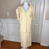 EMILY Polyester Skirt Suit Size 24W Yellow Lined Ruffle Notch Collar 2PC New