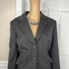 Tahari ASL Polyester Viscose Spandex Skirt Suit Size 14P Black Striped Lined 2PC