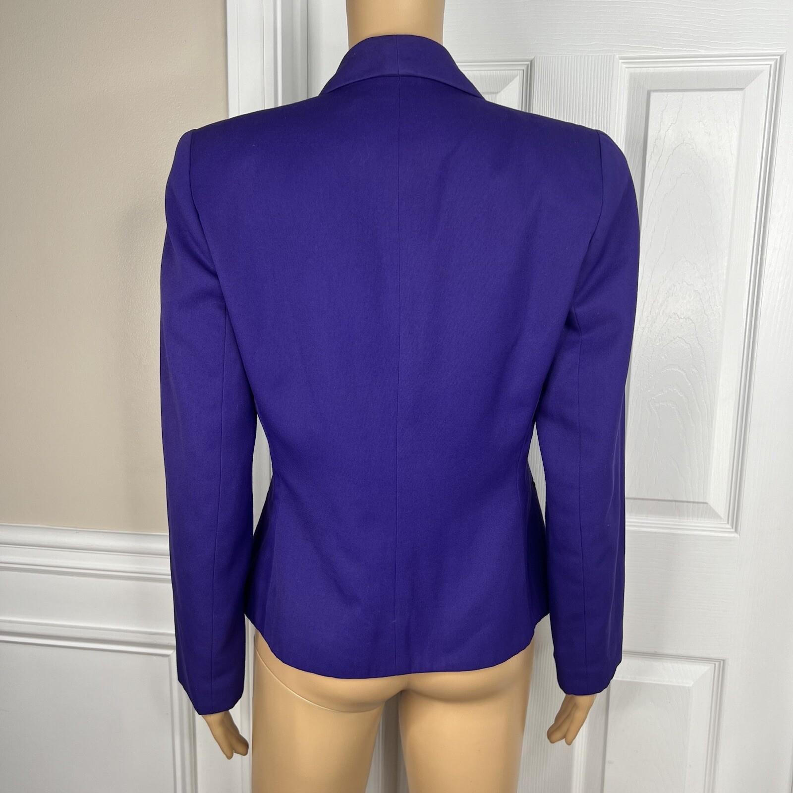 Ted Lapidus Paris Vintage Blazer Size 4 Purple Shawl Collar Lined Pockets