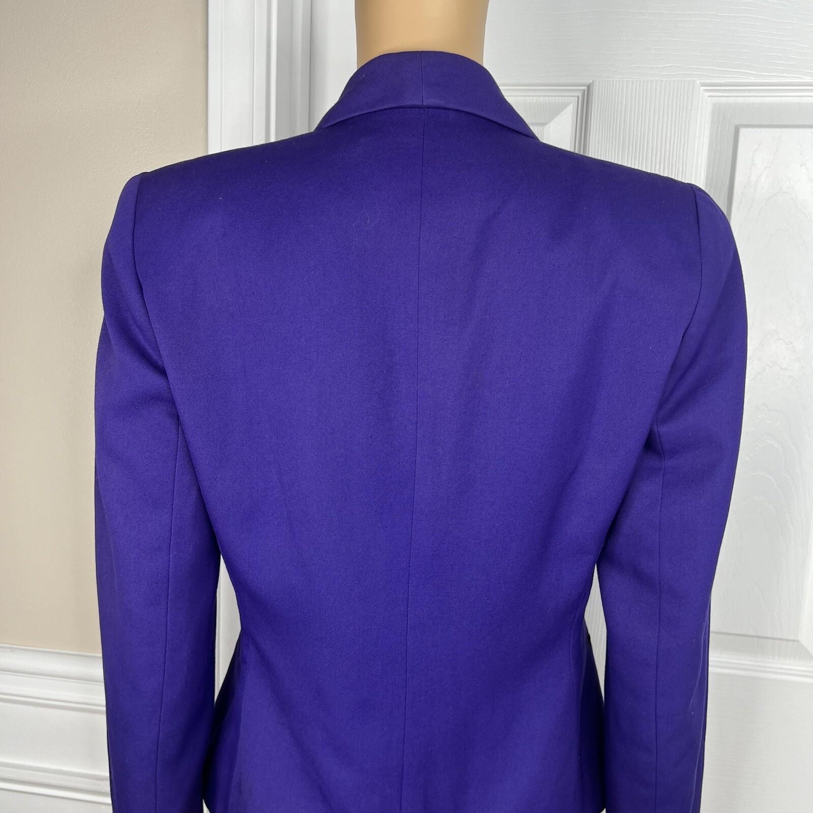 Ted Lapidus Paris Vintage Blazer Size 4 Purple Shawl Collar Lined Pockets
