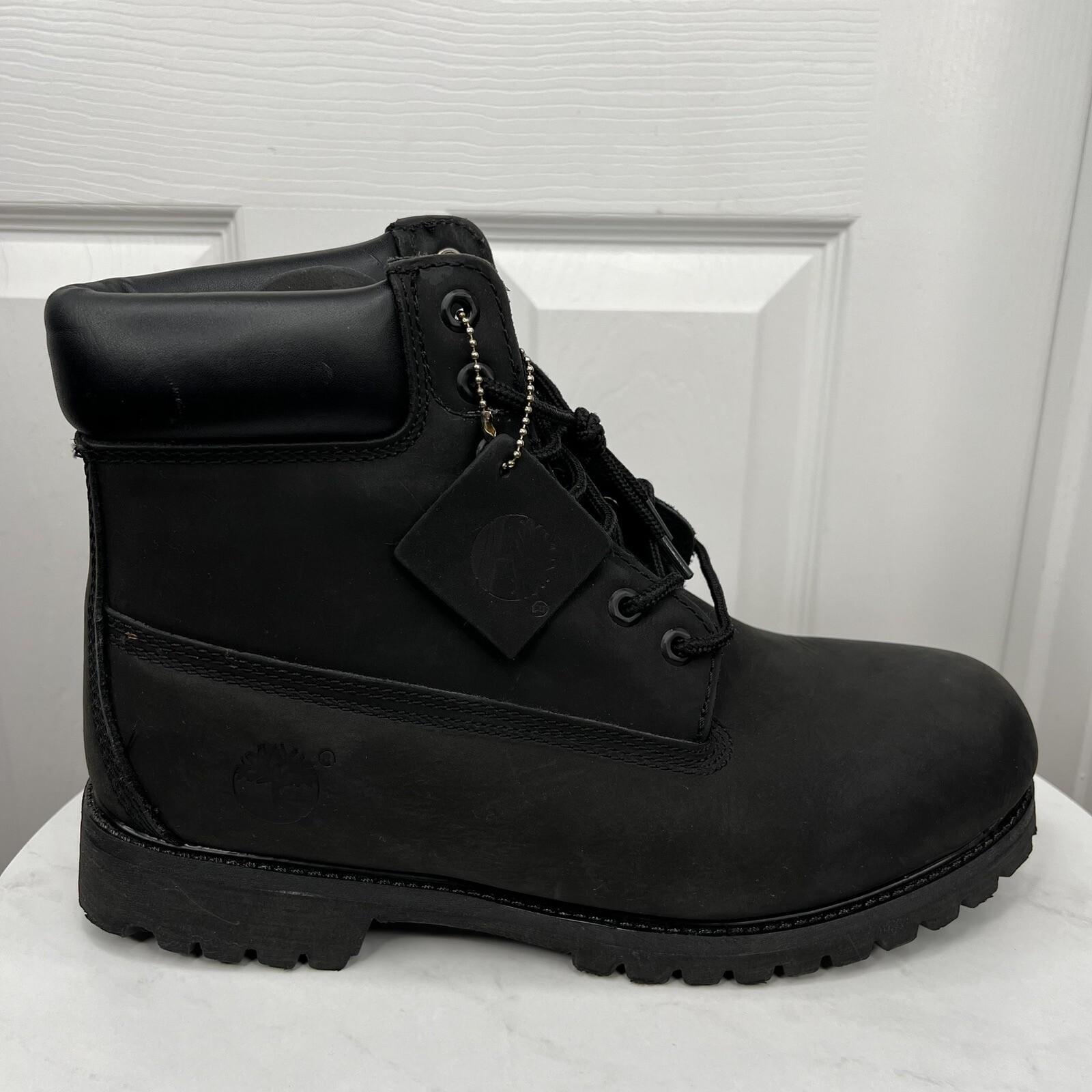 Timberland Men 6 inch Premium Black Nubuck Leather Waterproof Boot Size 12