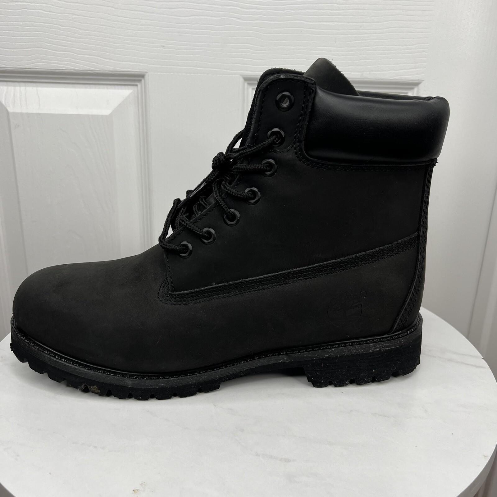 Timberland Men 6 inch Premium Black Nubuck Leather Waterproof Boot Size 12