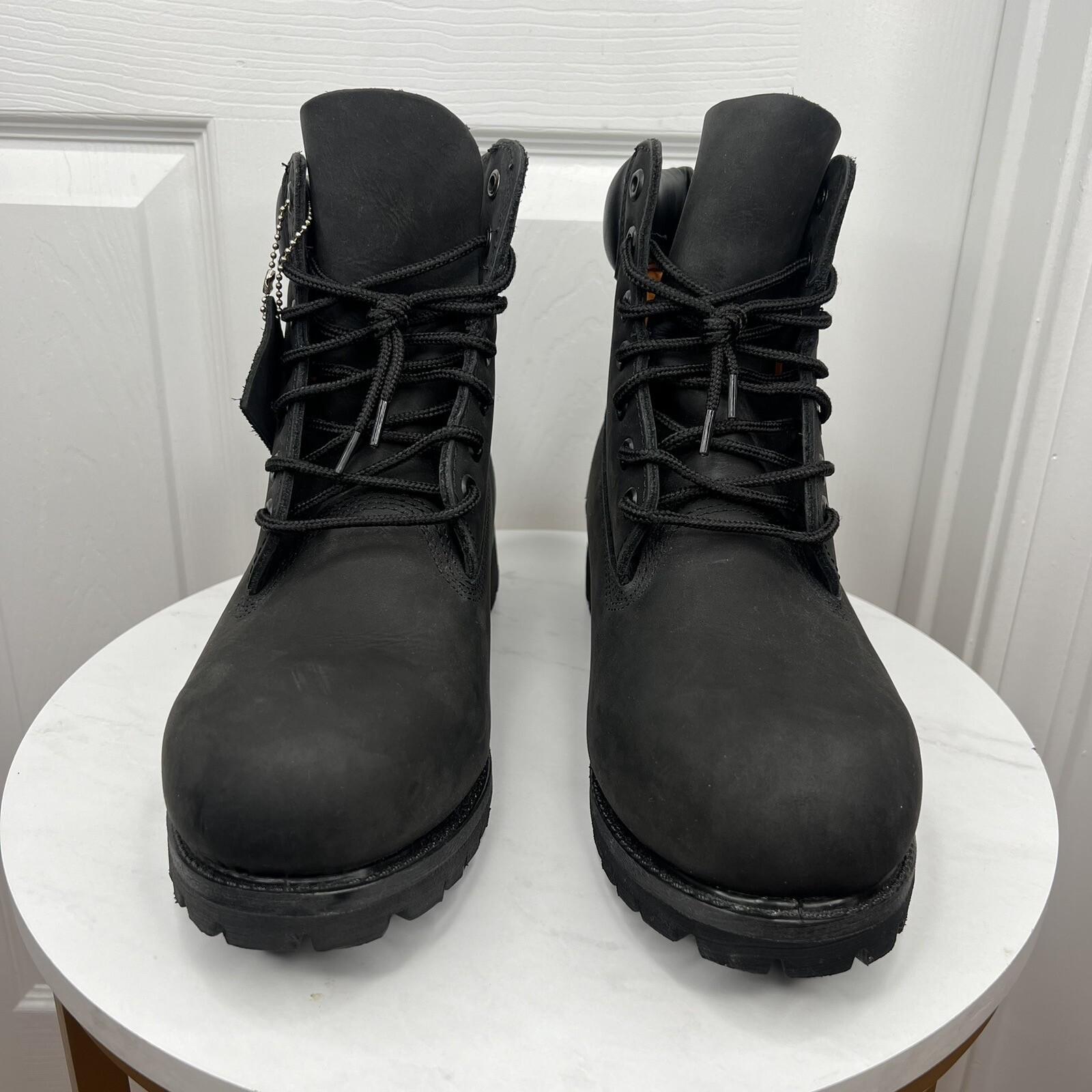 Timberland Men 6 inch Premium Black Nubuck Leather Waterproof Boot Size 12