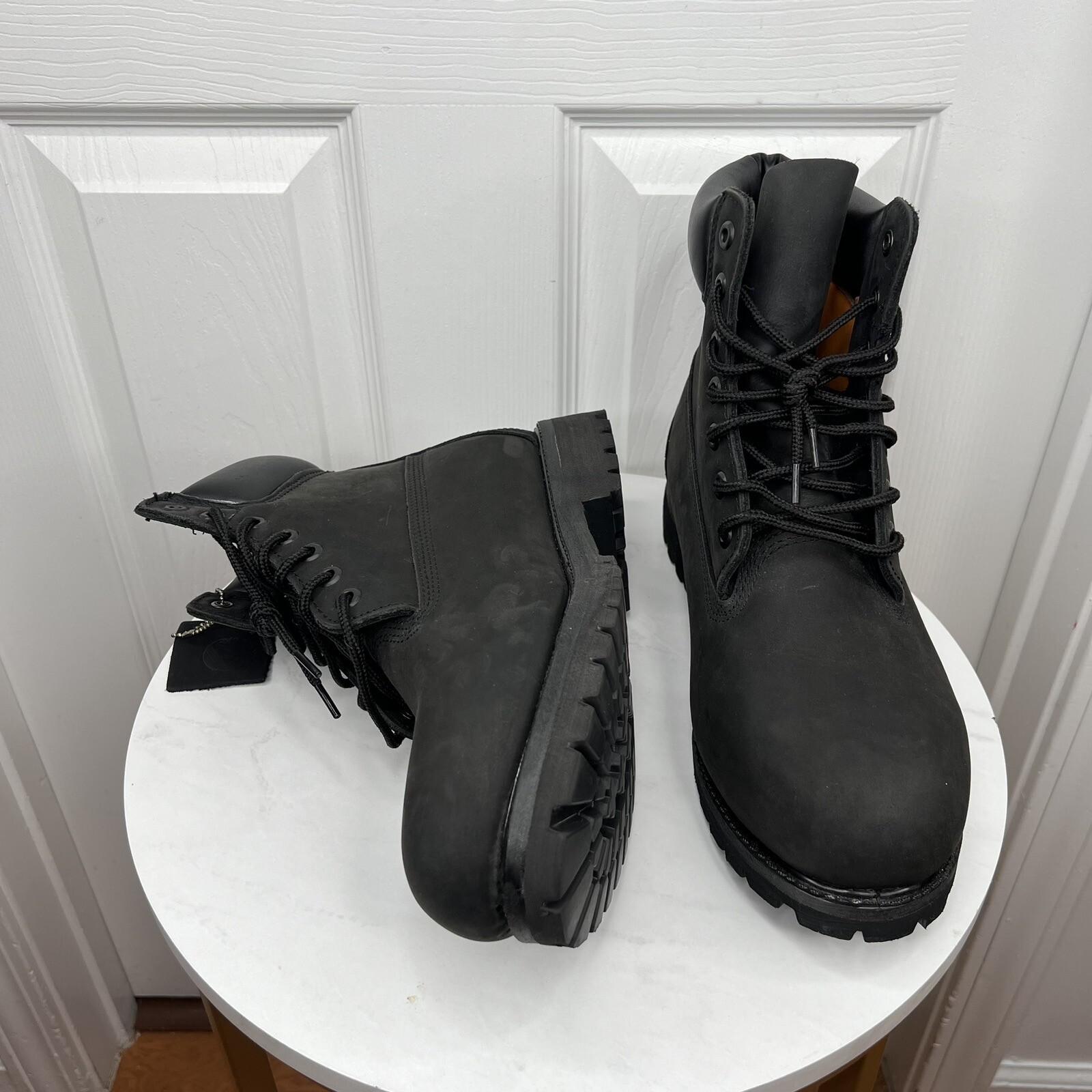 Timberland Men 6 inch Premium Black Nubuck Leather Waterproof Boot Size 12