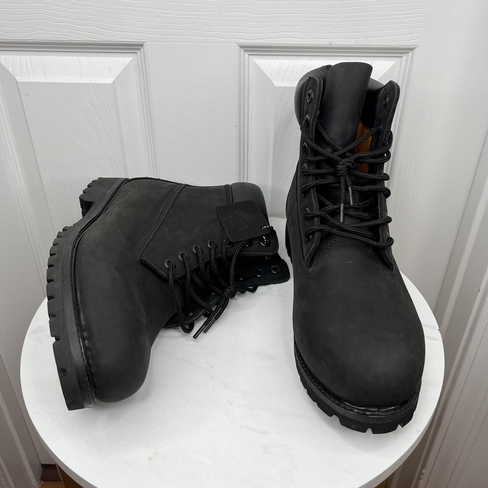 Timberland Men 6 inch Premium Black Nubuck Leather Waterproof Boot Size 12