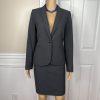 Calvin Klein Polyester Rayon Stretch Skirt 6P Suit 8P Gray Lined 2PC Career