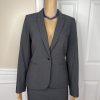 Calvin Klein Polyester Rayon Stretch Skirt 6P Suit 8P Gray Lined 2PC Career