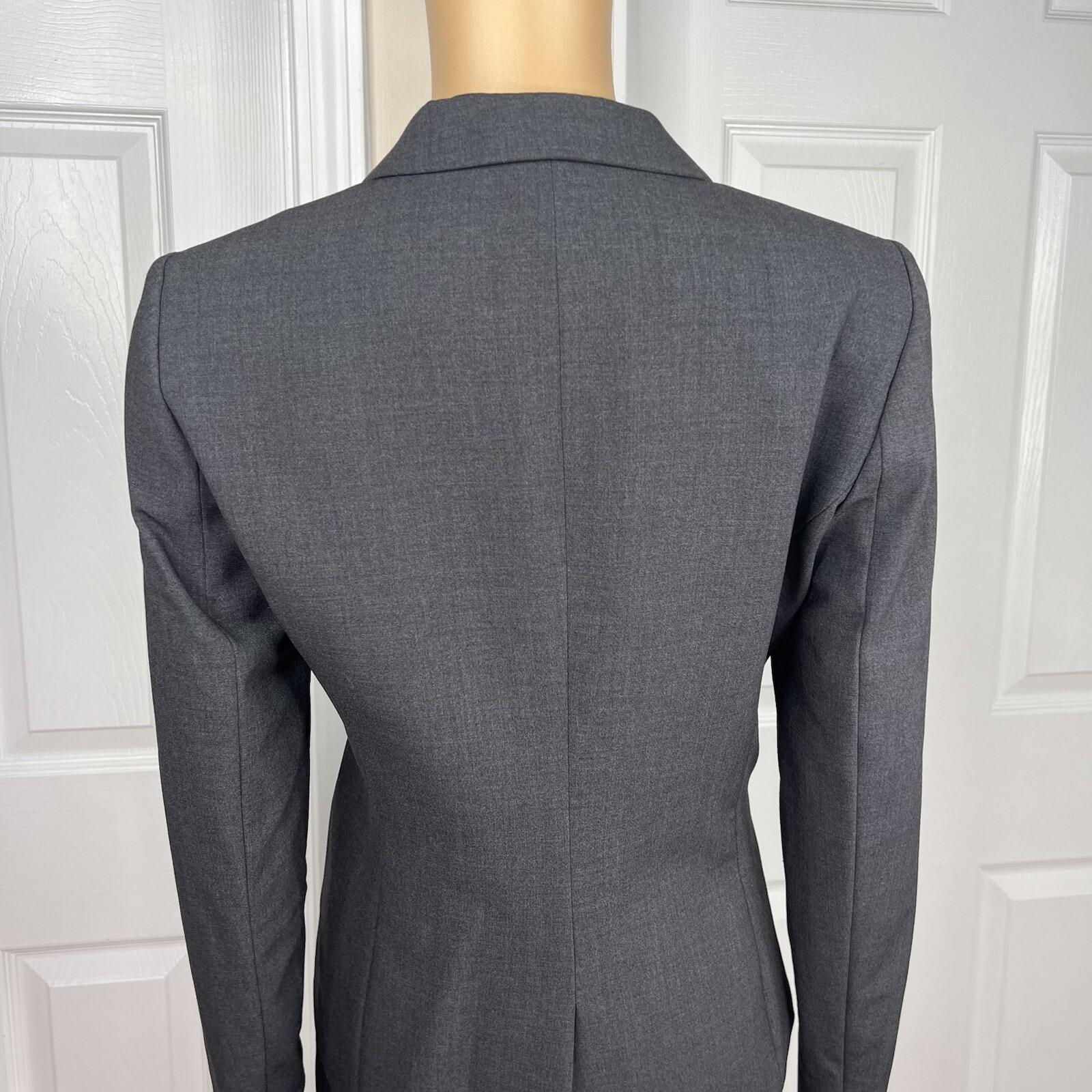 Calvin Klein Polyester Rayon Stretch Skirt 6P Suit 8P Gray Lined 2PC Career