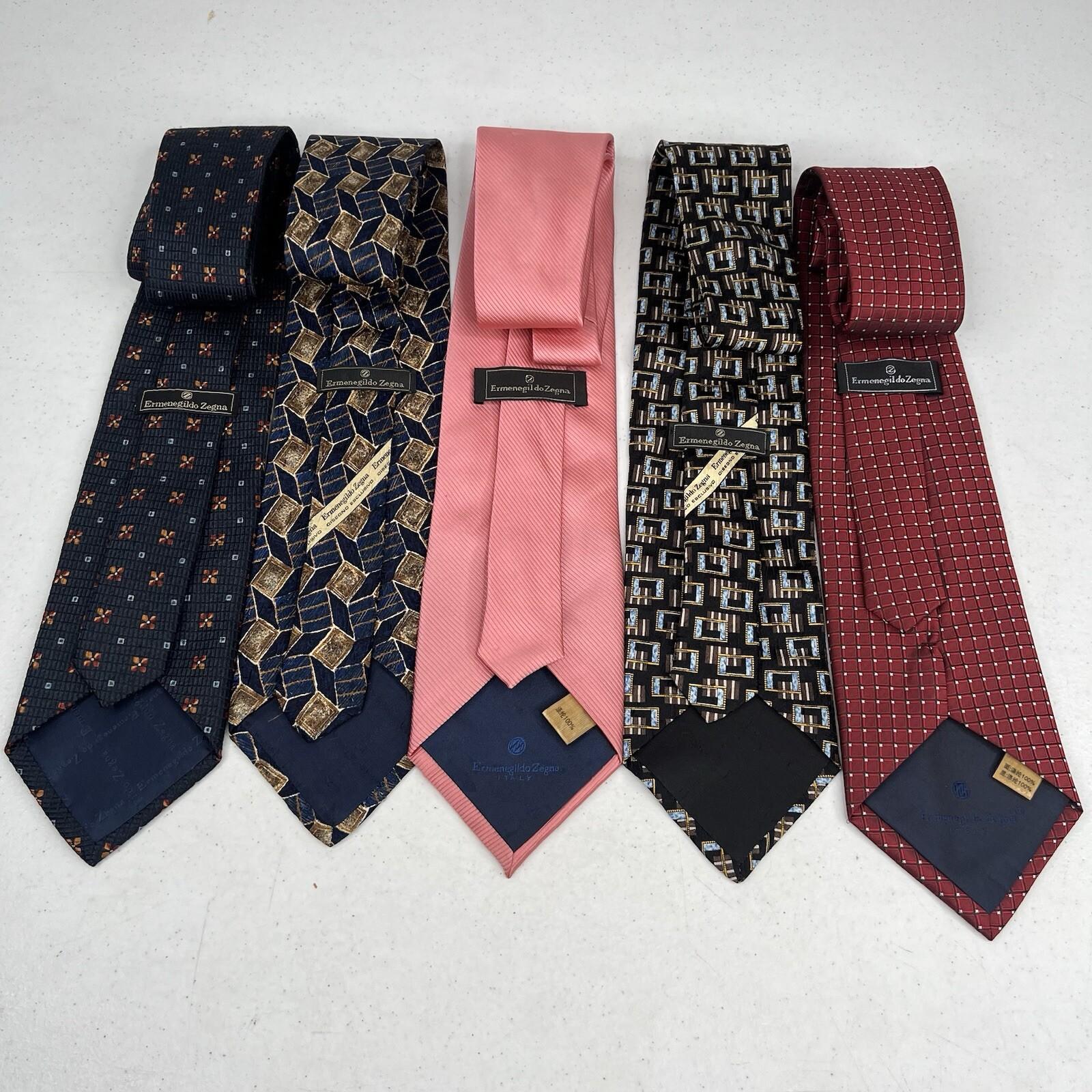 Ermenegildo Zegna 100% Silk Men Neck Tie made in Italy Retro Textured Abstract 5