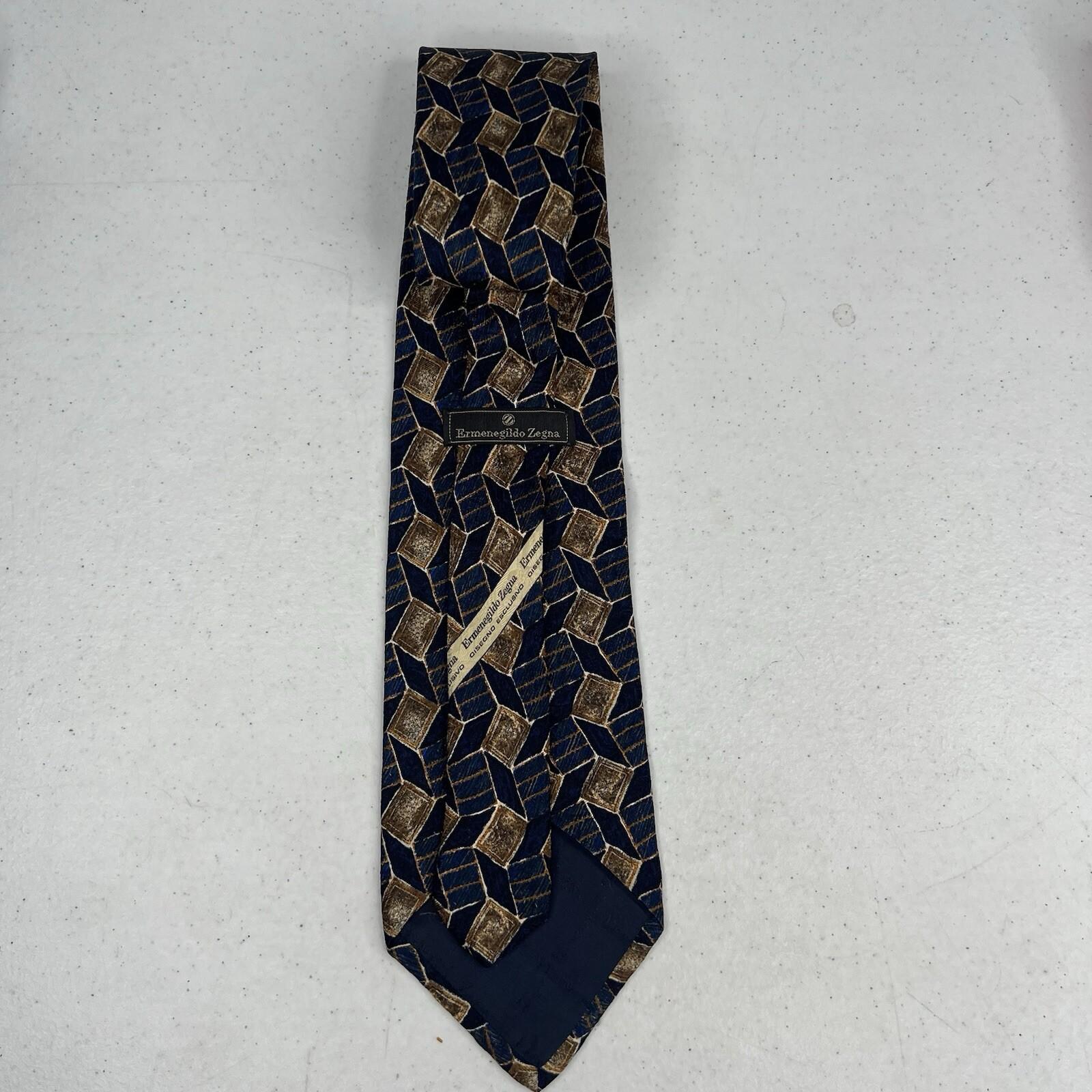 Ermenegildo Zegna 100% Silk Men Neck Tie made in Italy Retro Textured Abstract 5