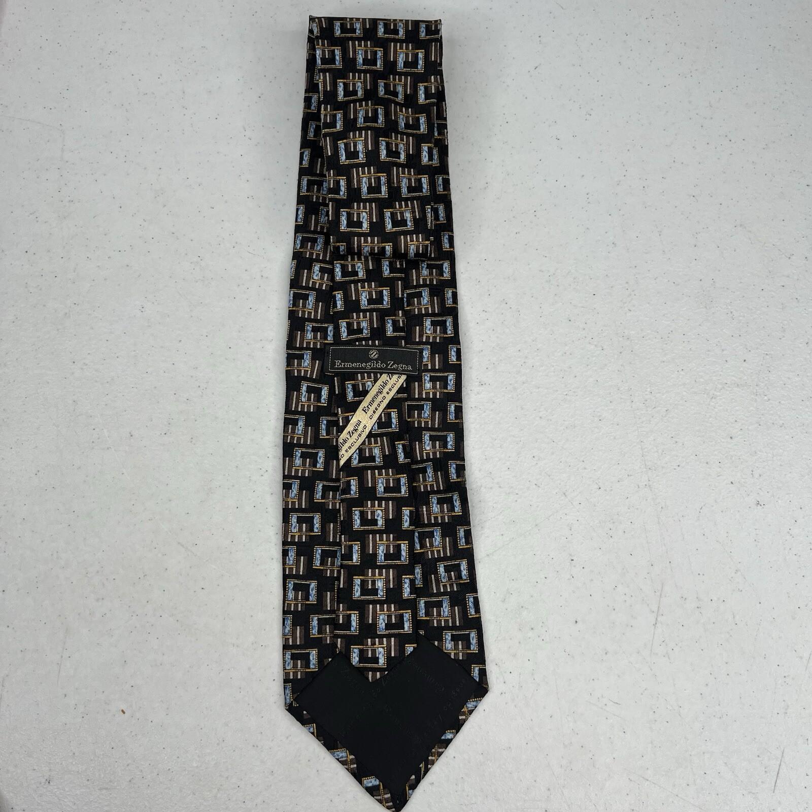 Ermenegildo Zegna 100% Silk Men Neck Tie made in Italy Retro Textured Abstract 5