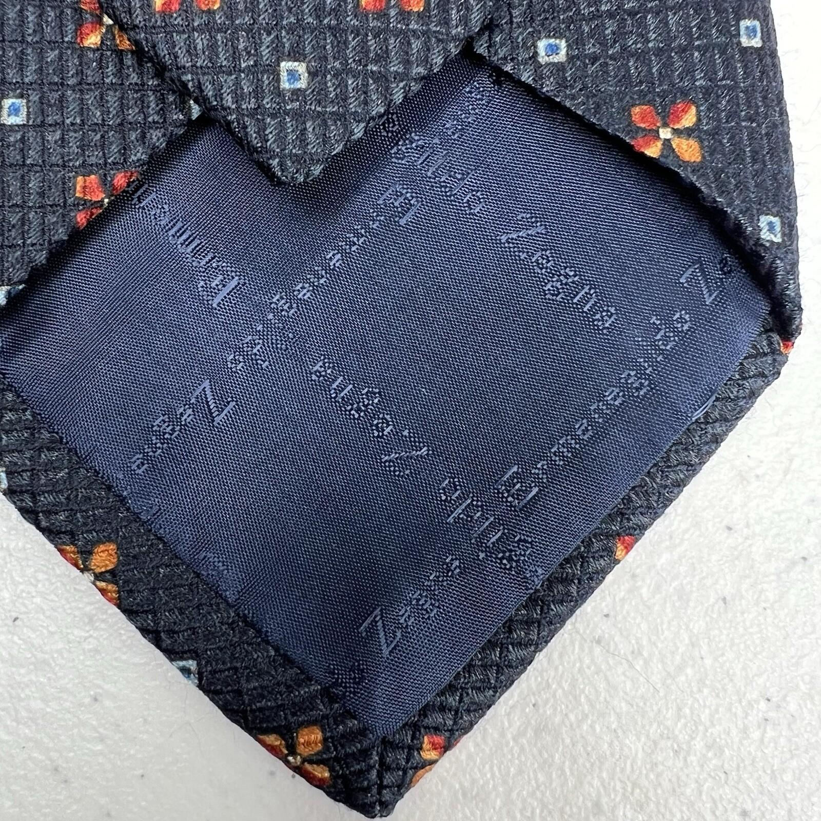 Ermenegildo Zegna 100% Silk Men Neck Tie made in Italy Retro Textured Abstract 5