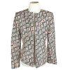 Kasper Polyester Blazer Size 8 Multicolored Collarless Open Front Lined