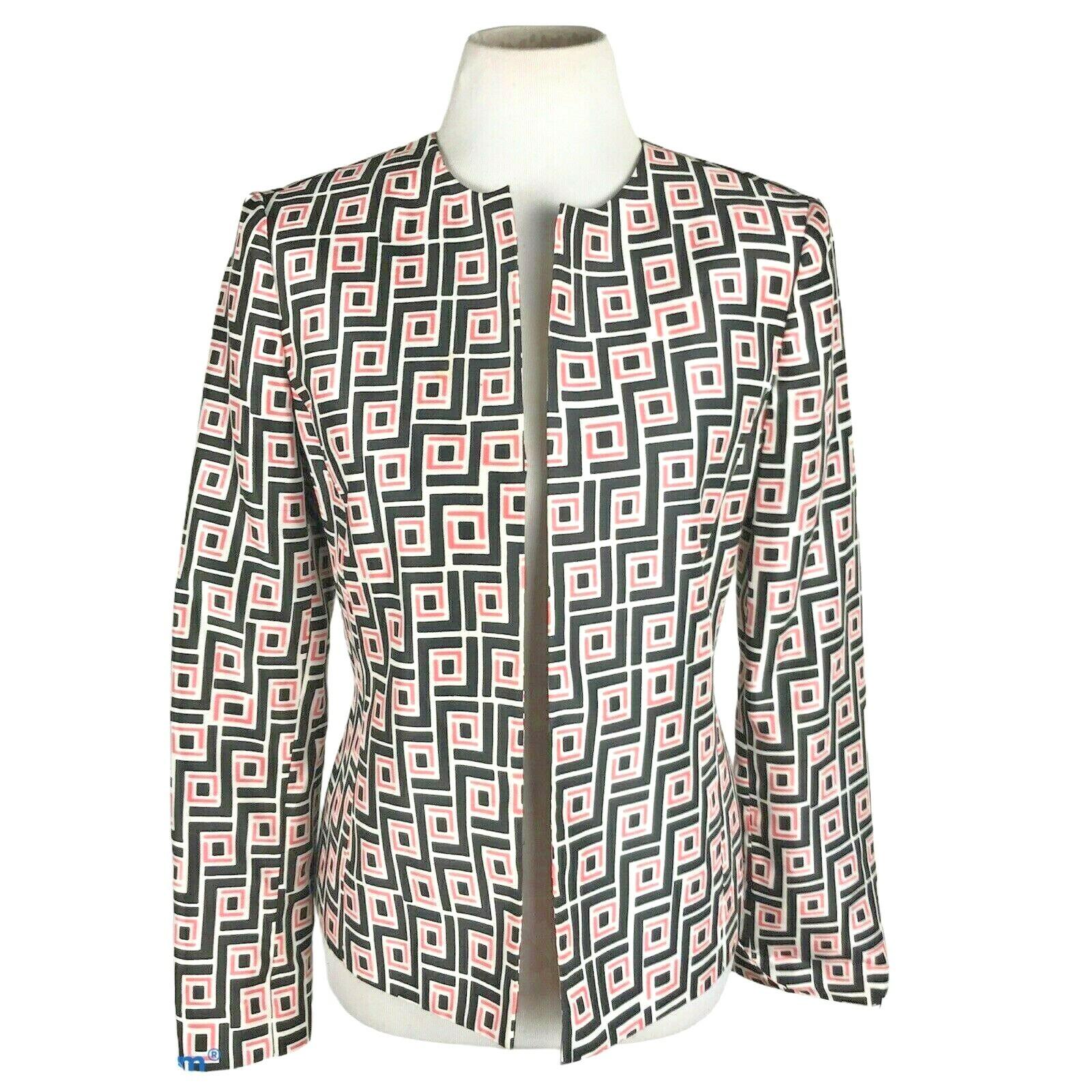 Kasper Polyester Blazer Size 8 Multicolored Collarless Open Front Lined