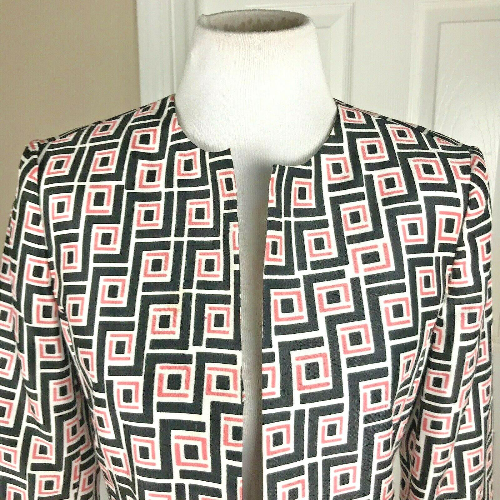 Kasper Polyester Blazer Size 8 Multicolored Collarless Open Front Lined