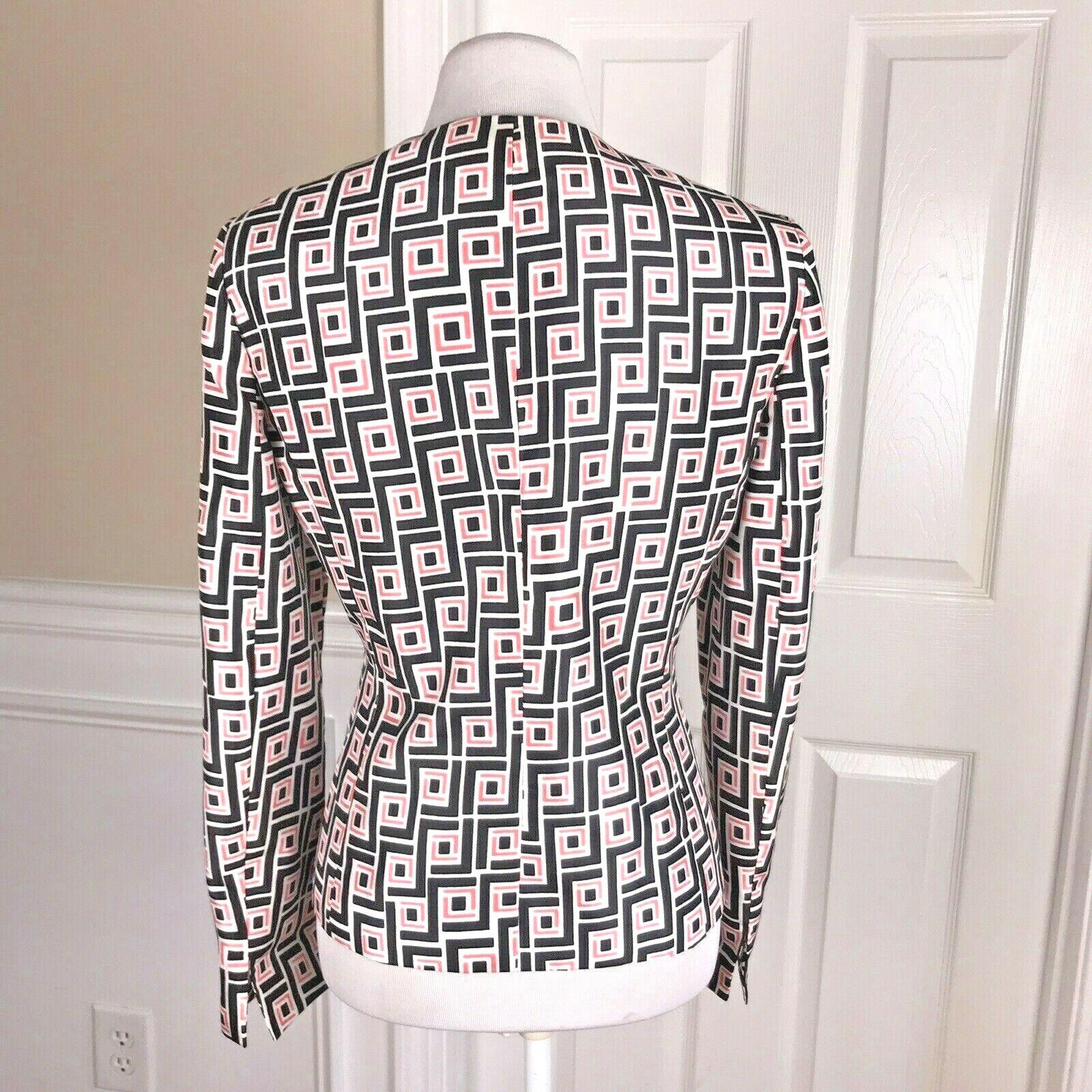 Kasper Polyester Blazer Size 8 Multicolored Collarless Open Front Lined