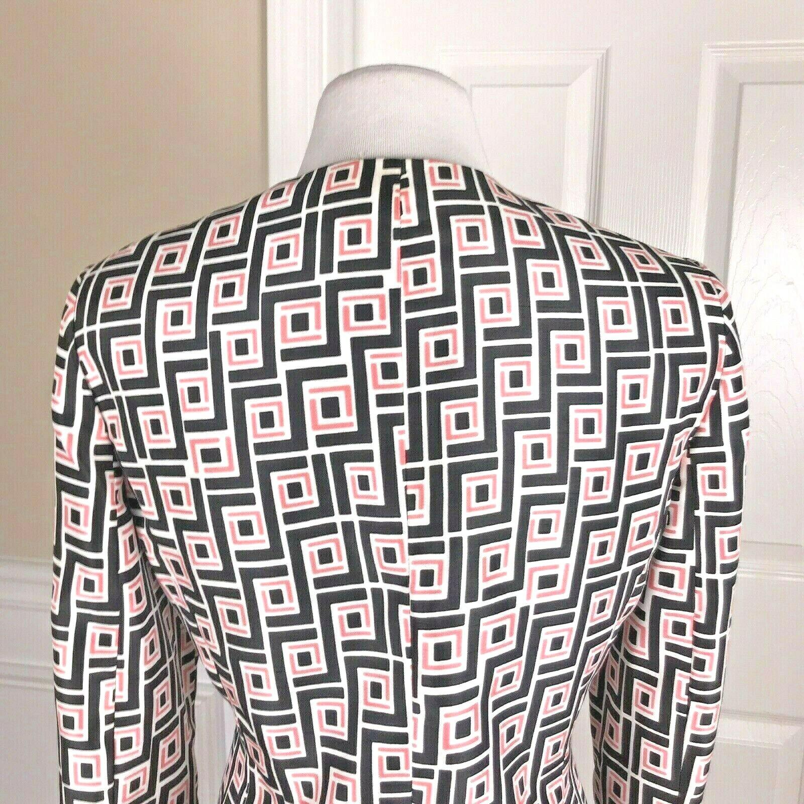 Kasper Polyester Blazer Size 8 Multicolored Collarless Open Front Lined