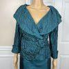 Cachet Vtg Green 2PC Polyester Stretch Pleated Back Zip Formal Skirt &Top Size 6