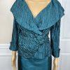 Cachet Vtg Green 2PC Polyester Stretch Pleated Back Zip Formal Skirt &Top Size 6