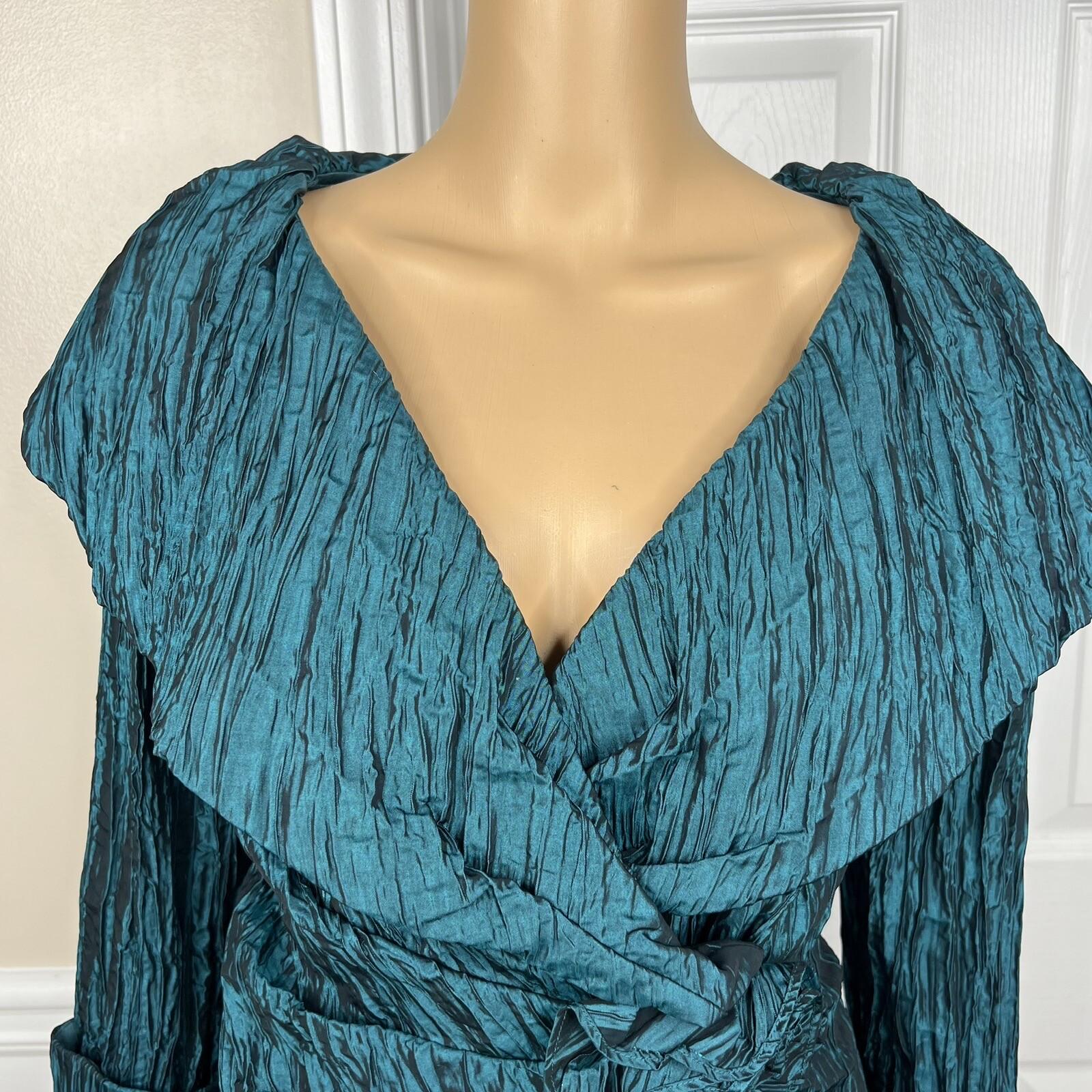Cachet Vtg Green 2PC Polyester Stretch Pleated Back Zip Formal Skirt &Top Size 6