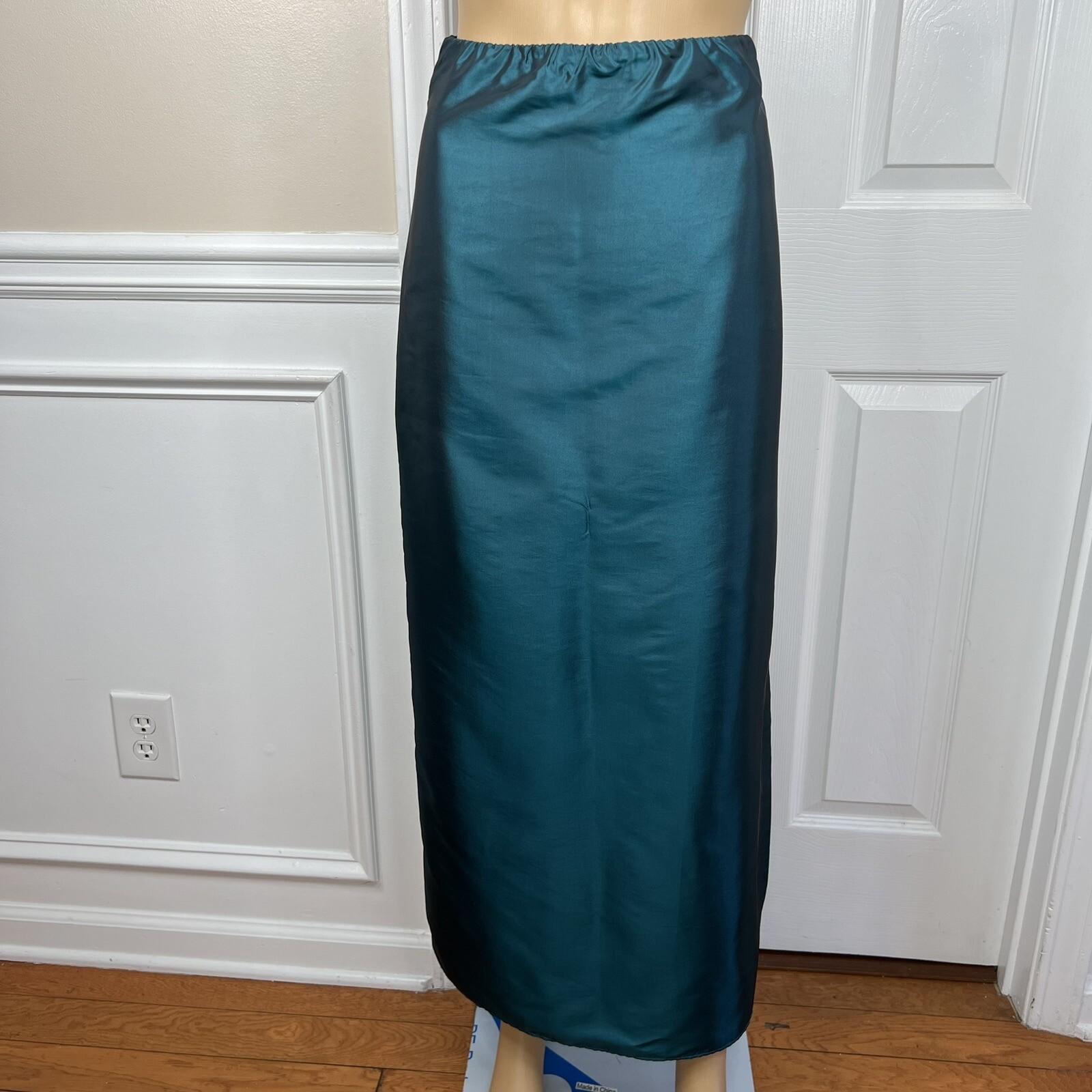 Cachet Vtg Green 2PC Polyester Stretch Pleated Back Zip Formal Skirt &Top Size 6