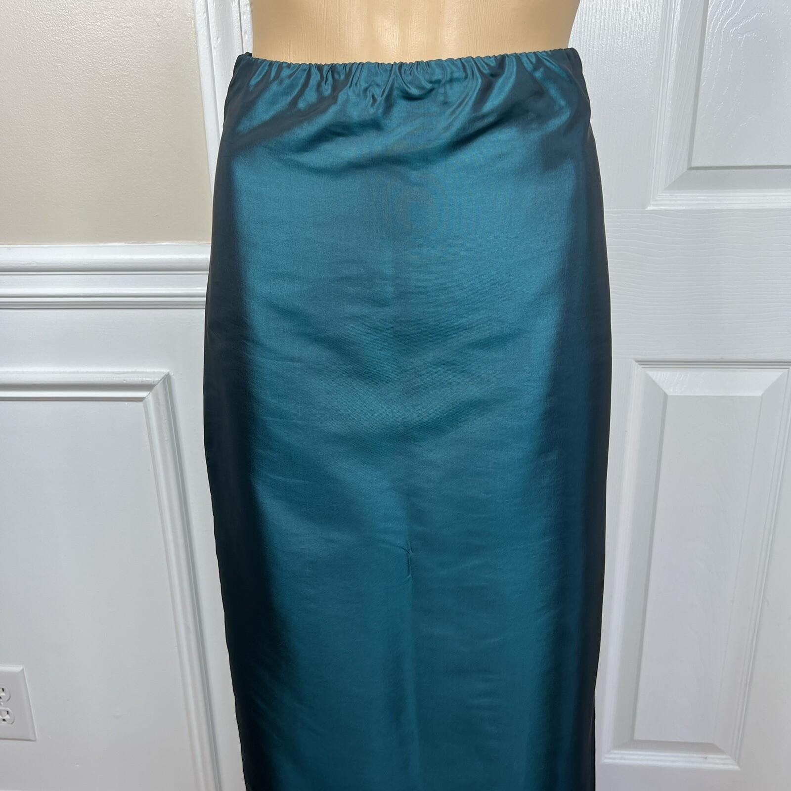 Cachet Vtg Green 2PC Polyester Stretch Pleated Back Zip Formal Skirt &Top Size 6