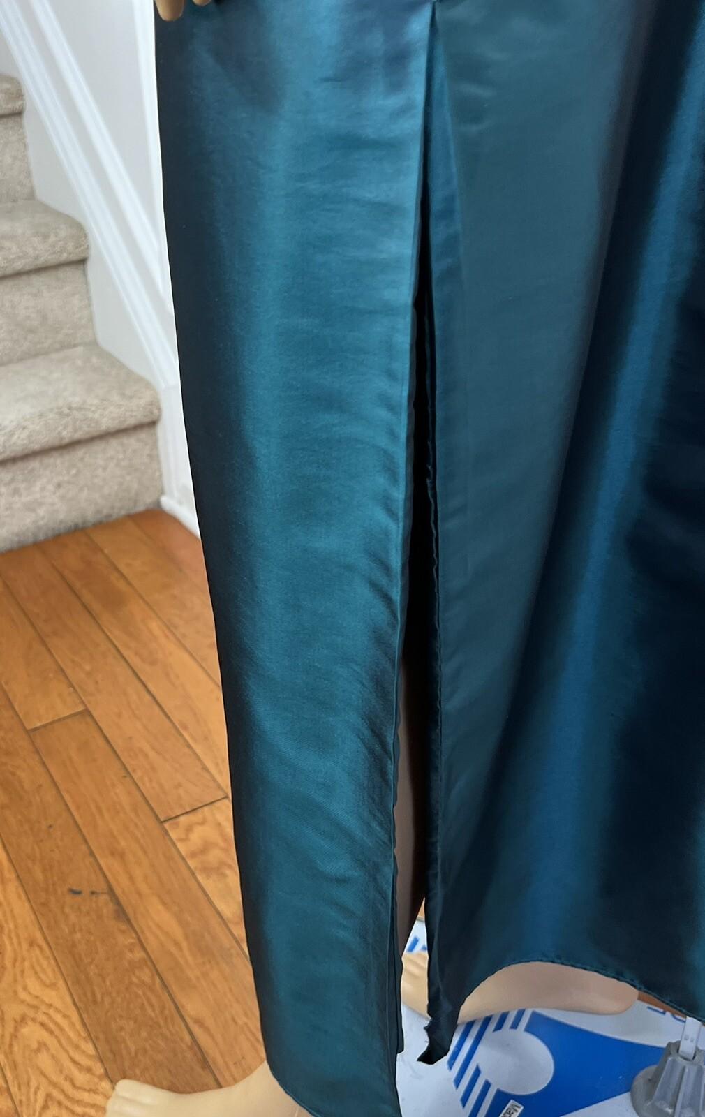 Cachet Vtg Green 2PC Polyester Stretch Pleated Back Zip Formal Skirt &Top Size 6