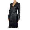 BCBGMAXAZRIA Black Faux Leather V Neckline Wrap Lined Dress Size XXS MSRP 8