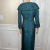 Cachet Vtg Green 2PC Polyester Stretch Pleated Back Zip Formal Skirt &Top Size 6
